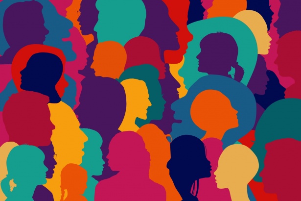 Multicolor faces graphic